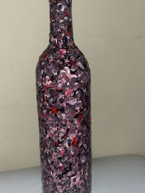 Hand-Painted Decorative Bottle Vase in Purple and Red
